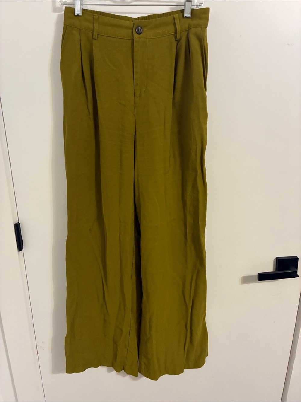 Sans Souci - Olive Green Wide-Leg Trousers - Medium